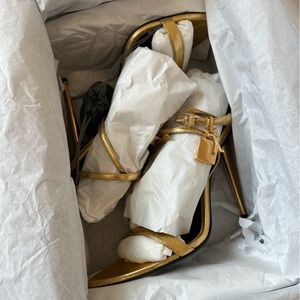 TOM FORD Lock Metallic Stiletto Sandals SIZE 38
